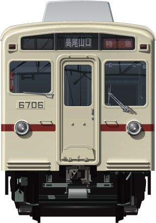 6000n@ʃCXg@@{@tgr[CXg@CXg@^ԗ 20m@nSԗ@scVh@Keio Railway illustration  front view 