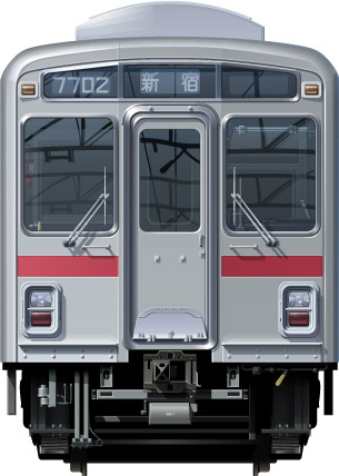 7000n@ʃCXg@@{@tgr[CXg@CXg@XeXJ[@^ԗ 20m@Keio Railway illustration  front view stainless car 