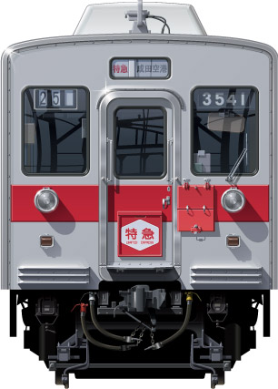 3500`@ʃCXg@tgr[CXg@CXg@\ԁ@Z~XeXJ[@sc󑐐@@}@Airport Express keisei Railway illustration  front view semi stainless car