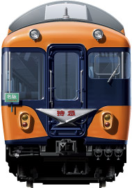 ߓS10100n@ʃCXg@}@tgr[CXg@CXg@2ځ@rX^J[@2Kēdԁ@ߋES@Vista Car Express double decker Kintesu Railway illustration  front view