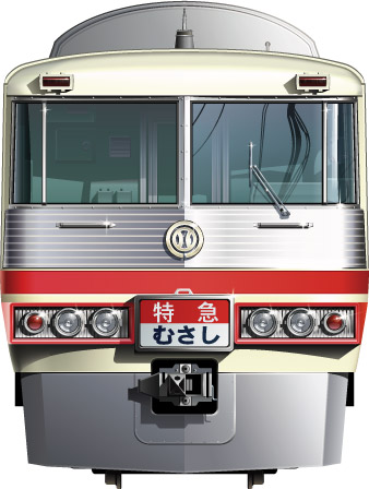 5000n@ʃCXg@}@bhA[@rܐ@Vh@@ԁ@ނ@tgr[CXg@CXg@Seibu Railway illustration  front view express Red Arrow