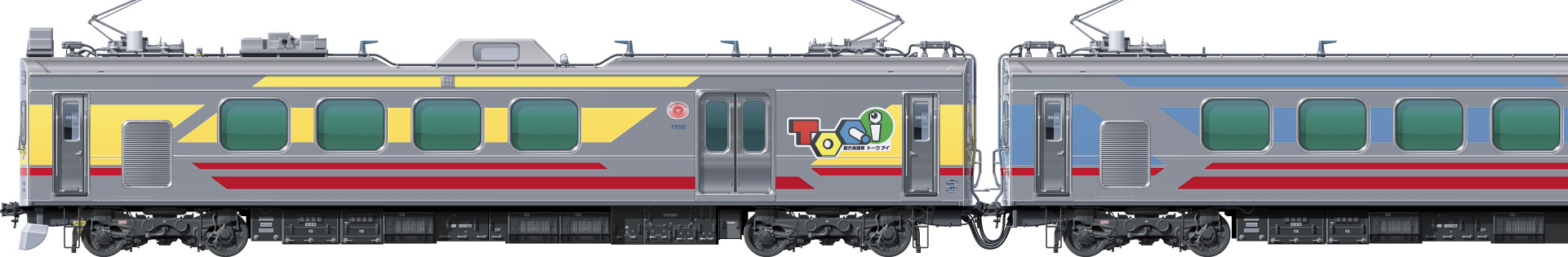 }7500n@ʃCXg@ʃCXg@TOQ i@Ɨpԁ@tgr[CXg@TChr[CXg@yʃXeXJ[@18m@stainless car Tokyu Toyoko Line illustration sideview front view