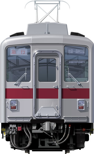 10000n@ʃCXg@tgr[CXg@CXg@\ԁ@@ɐ@@c@XeXJ[@Tobu Railway illustration  front view stainless car