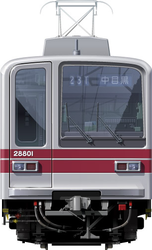 20000n@ʃCXg@tgr[CXg@CXg@\ԁ@ɐ@nS@J@@XeXJ[@Tobu Railway illustration  front view stainless car