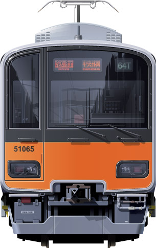 50000n@ʃCXg@tgr[CXg@CXg@\ԁ@@nS@@css@XeXJ[@Tobu Railway illustration  front view stainless car