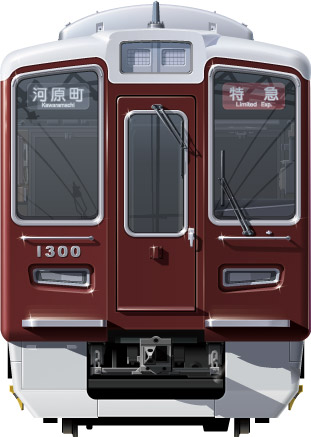 }1300n@2ځ@ʃCXg@}[@tgr[CXg@CXg@}dS@s@nS@ؐ@@\ԁ@hankyu Railway illustration  front view
