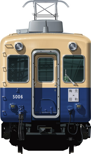 _5001n@2ځ@ʃCXg@ԁ@tgr[CXg@CXg@WFbgJ[@_dS hanshin Railway illustration  front view jet car 