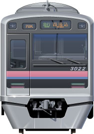 3000`@2ځ@ʃCXg@tgr[CXg@CXg@\ԁ@yʃXeXJ[@sc󑐐@@}@Airport Express keisei Railway illustration  front view stainless car