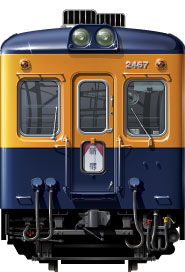 c}2400`@ʃCXg@tgr[CXg@CXg@HEԁ@High Economical Car Odakyu Railway illustration  front view