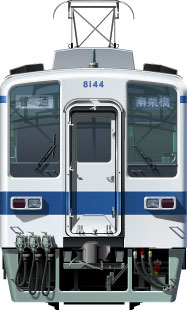 8000n@ʃCXg@tgr[CXg@CXg@\ԁ@@z@ɐ@Fs{@@c@Tobu Railway illustration  front view