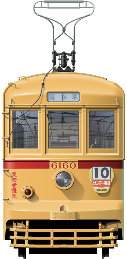 sd 6000`@ʃCXg@ʃCXg@CXg@r@񂿂dԁ@Hʓdԁ@tgr[CXg@TChr[CXg@sʋǁ@Tram@Arakawa line@Bureau of Transportation Tokyo Metropolitan Government@illustration sideview front view