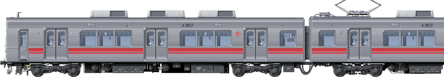 }1000n@ʃCXg@ʃCXg@cc@g@J@ʁ@@䒬@ɐ@tgr[CXg@TChr[CXg@yʃXeXJ[@18m@stainless car Tokyu Toyoko Line illustration sideview front view