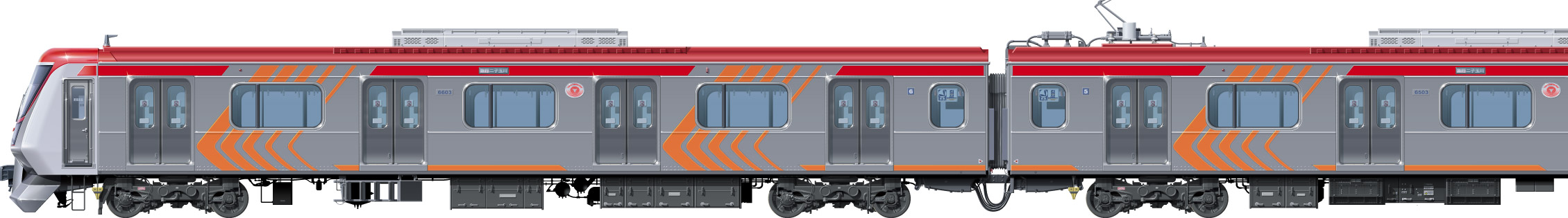 }6000n@2ځ@ʃCXg@ʃCXg@6000IIn@V6000n@䒬@tgr[CXg@TChr[CXg@yʃXeXJ[@18m@stainless car Tokyu Toyoko Line illustration sideview front view