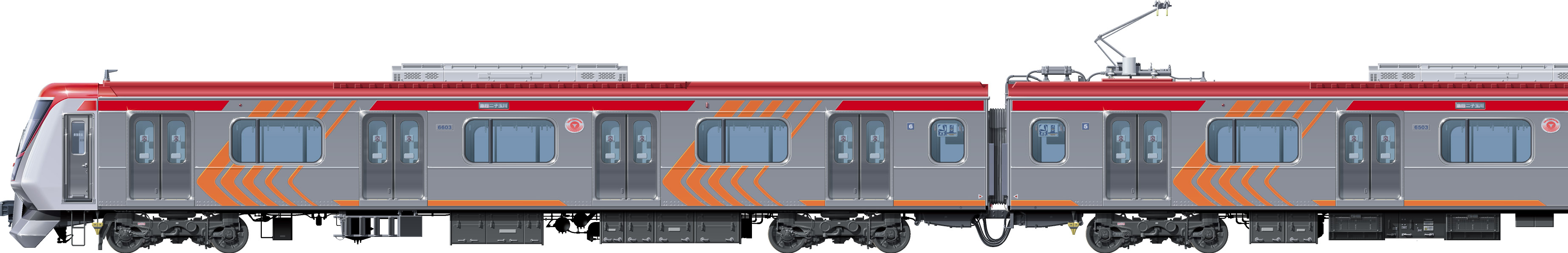 }6000n@2ځ@ʃCXg@ʃCXg@6000IIn@V6000n@䒬@tgr[CXg@TChr[CXg@yʃXeXJ[@18m@stainless car Tokyu Toyoko Line illustration sideview front view