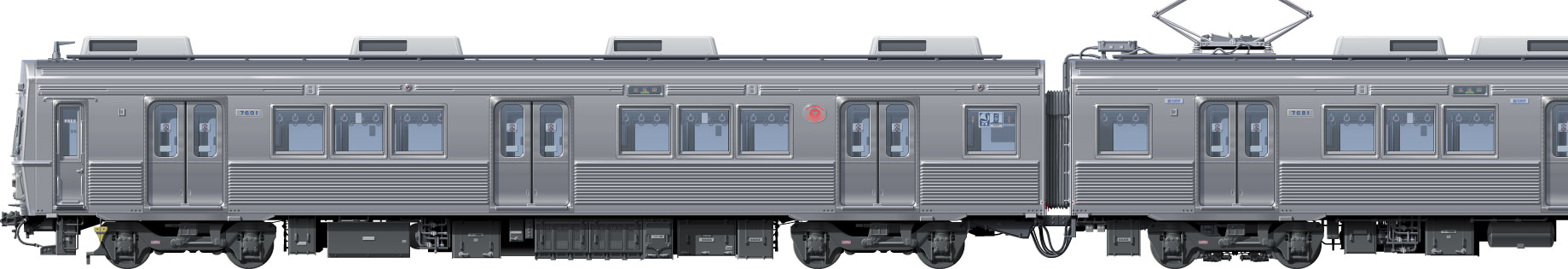 }7600n@ʃCXg@ʃCXg@@䒬@css@tgr[CXg@TChr[CXg@I[EXeXJ[@obhЁ@Budd Company@all stainless car Tokyu Toyoko Line illustration sideview front view