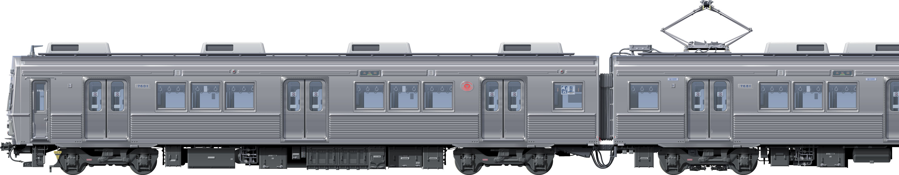 }7600n@ʃCXg@ʃCXg@@䒬@css@tgr[CXg@TChr[CXg@I[EXeXJ[@obhЁ@Budd Company@all stainless car Tokyu Toyoko Line illustration sideview front view