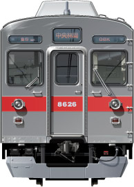 }8500n@ʃCXg@ʃCXg@@Vʐ@css@@䒬@tgr[CXg@TChr[CXg@I[EXeXJ[@20m@all stainless car Tokyu Toyoko Line illustration sideview front view