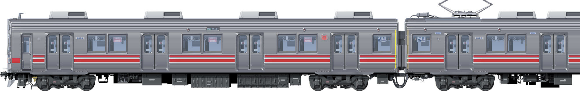 }8590n@ʃCXg@ʃCXg@@Vʐ@css@@䒬@tgr[CXg@TChr[CXg@yʃXeXJ[@20m@stainless car Tokyu Toyoko Line illustration sideview front view