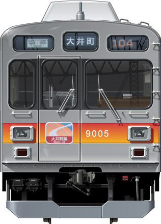 }9000n@ʃCXg@ʃCXg@@䒬@tgr[CXg@TChr[CXg@yʃXeXJ[@20m@stainless car Tokyu Toyoko Line illustration sideview front view