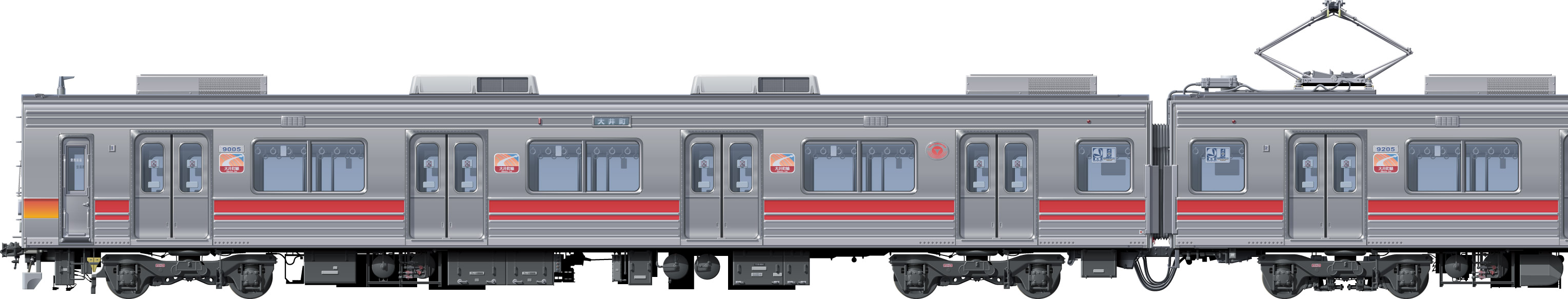 }9000n@ʃCXg@ʃCXg@@䒬@tgr[CXg@TChr[CXg@yʃXeXJ[@20m@stainless car Tokyu Toyoko Line illustration sideview front view