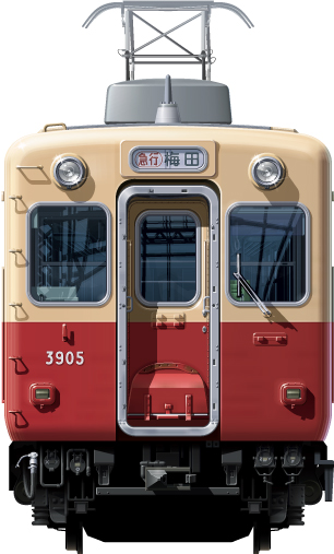 _3801`E3901`@ʃCXg@ԓԁ@tgr[CXg@CXg@_dS hanshin Railway illustration  front view