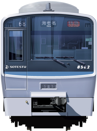 S8000n@ʃCXg@tgr[CXg@CXg ͓S @S@A~jE@sotetsu Railway illustration  front view