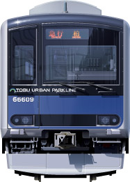 60000n@ʃCXg@tgr[CXg@CXg@\ԁ@c@A[op[NC@URBAN PARK LINE@XeXJ[@Tobu Railway illustration  front view stainless car