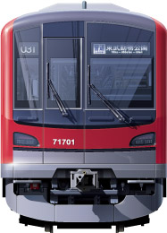 70000n@ʃCXg@tgr[CXg@CXg@\ԁ@ɐ@nS@J@XeXJ[@Tobu Railway illustration  front view stainless car