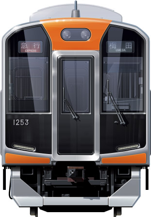 ��_1000�n�@���ʃC���X�g�@�ԓ��ԁ@�X�e�����X�ԁ@�t�����g�r���[�C���X�g�@�C���X�g�@��_�d�S�@�Ȃ�ΐ��@�ߓS�@��g���@�ޗǐ��@���s�s�n���S�@�G�ې��@ hanshin Railway illustration  front view jet car