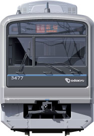 ���c�}3000�`�@2��ځ@���ʃC���X�g�@�t�����g�r���[�C���X�g�@�C���X�g�@��^�ԗ� 20m���@�X�e�����X�J�[�@JR E231�n�@Odakyu Railway illustration  front view stainless car